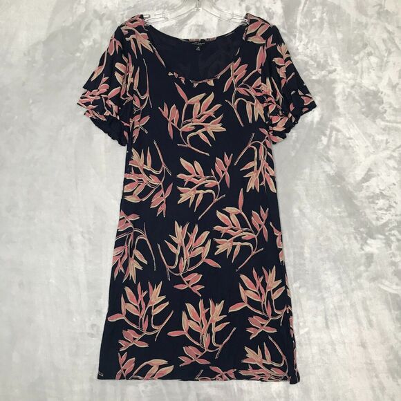Lucky Brand Dresses & Skirts - Lucky Brand Dress Womens Medium Blue Pink Shift Flutter Short Sleeve Tropical